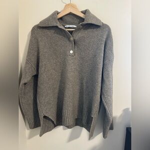 A&F Notch-Neck Collared Sweater - Light Brown